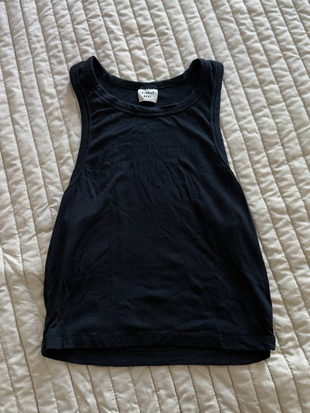 Sunday Best Ribbed High Neck Tank Black